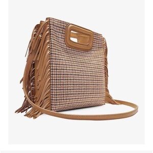 NEW Maje M Houndstooth Wool Bag Tabacco